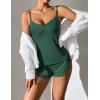 Ekouaer Women Pajamas Set Cami Shorts Set Soft V Neck Sleepwear Sleeveless Lingerie Pjs Set S-XXL(Bright-green)