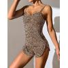 Ekouaer Women Pajamas Set Cami Shorts Set Soft V Neck Sleepwear Sleeveless Lingerie Pjs Set S-XXL(Brown Leopard)