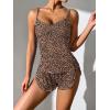 Ekouaer Women Pajamas Set Cami Shorts Set Soft V Neck Sleepwear Sleeveless Lingerie Pjs Set S-XXL(Brown Leopard)
