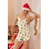 Ekouaer Women Pajamas Set Cami Shorts Set Soft V Neck Sleepwear Sleeveless Lingerie Pjs Set S-XXL(Butterfly Apricot)
