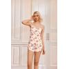 Ekouaer Women Pajamas Set Cami Shorts Set Soft V Neck Sleepwear Sleeveless Lingerie Pjs Set S-XXL(Cherry Teddy Bear Apricot)
