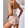 Ekouaer Women Pajamas Set Cami Shorts Set Soft V Neck Sleepwear Sleeveless Lingerie Pjs Set S-XXL(Cherry Teddy Bear Apricot)