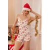 Ekouaer Women Pajamas Set Cami Shorts Set Soft V Neck Sleepwear Sleeveless Lingerie Pjs Set S-XXL(Cherry Teddy Bear Apricot)