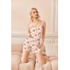 Ekouaer Women Pajamas Set Cami Shorts Set Soft V Neck Sleepwear Sleeveless Lingerie Pjs Set S-XXL(Cherry Teddy Bear Apricot)