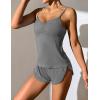 Ekouaer Women Pajamas Set Cami Shorts Set Soft V Neck Sleepwear Sleeveless Lingerie Pjs Set S-XXL(Grey)
