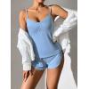 Ekouaer Women Pajamas Set Cami Shorts Set Soft V Neck Sleepwear Sleeveless Lingerie Pjs Set S-XXL(Light Blue)