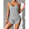 Ekouaer Women Pajamas Set Cami Shorts Set Soft V Neck Sleepwear Sleeveless Lingerie Pjs Set S-XXL(Light-grey)