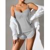 Ekouaer Women Pajamas Set Cami Shorts Set Soft V Neck Sleepwear Sleeveless Lingerie Pjs Set S-XXL(Light-grey)