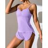 Ekouaer Women Pajamas Set Cami Shorts Set Soft V Neck Sleepwear Sleeveless Lingerie Pjs Set S-XXL(Lilac Purple)