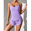 Ekouaer Women Pajamas Set Cami Shorts Set Soft V Neck Sleepwear Sleeveless Lingerie Pjs Set S-XXL(Lilac Purple)