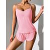 Ekouaer Women Pajamas Set Cami Shorts Set Soft V Neck Sleepwear Sleeveless Lingerie Pjs Set S-XXL(Misty Rose)