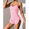 Ekouaer Women Pajamas Set Cami Shorts Set Soft V Neck Sleepwear Sleeveless Lingerie Pjs Set S-XXL(Misty Rose)