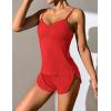 Ekouaer Women Pajamas Set Cami Shorts Set Soft V Neck Sleepwear Sleeveless Lingerie Pjs Set S-XXL(Red)