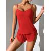 Ekouaer Women Pajamas Set Cami Shorts Set Soft V Neck Sleepwear Sleeveless Lingerie Pjs Set S-XXL(Red)