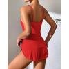 Ekouaer Women Pajamas Set Cami Shorts Set Soft V Neck Sleepwear Sleeveless Lingerie Pjs Set S-XXL(Red)