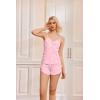 Ekouaer Women Pajamas Set Cami Shorts Set Soft V Neck Sleepwear Sleeveless Lingerie Pjs Set S-XXL(Teddy Bear Pink)