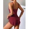 Ekouaer Women Pajamas Set Cami Shorts Set Soft V Neck Sleepwear Sleeveless Lingerie Pjs Set S-XXL(Wine Red)