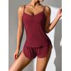 Ekouaer Women Pajamas Set Cami Shorts Set Soft V Neck Sleepwear Sleeveless Lingerie Pjs Set S-XXL(Wine Red)