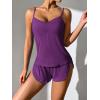 Ekouaer Women Pajamas Set Cami Shorts Set Soft V Neck Sleepwear Sleeveless Lingerie Pjs Set S-XXL(Wineberry)