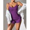 Ekouaer Women Pajamas Set Cami Shorts Set Soft V Neck Sleepwear Sleeveless Lingerie Pjs Set S-XXL(Wineberry)