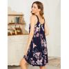 Ekouaer Women’s Nightgown Sleeveless Sleepwear Wide Strap Sleep Shirt Pleated Scoopneck Nightshirt S-4XL(Navy Blue Orange Flower)