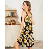 Ekouaer Women’s Nightgown Sleeveless Sleepwear Wide Strap Sleep Shirt Pleated Scoopneck Nightshirt S-4XL(Yellow Sun Flower)
