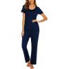 Ekouaer Womens Nursing Pajamas Maternity Breastfeeding Pjs Sleepwear Layer Soft Postpartum Lounge Set Pregnancy Clothes(B Navy)