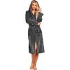 Ekouaer Fleece Robes for Women with Hooded Warm Soft Cozy Long Plush Bathrobe S-XXL(B-dark Gray)