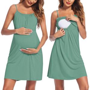 Ekouaer Women’s Nursing Nightgown Maternity Dress Breastfeeding Gown Full Slips Sleepwear(Aqua)