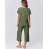 Ekouaer Capri Pajamas for Women Set Short Sleeve Lounge Set Soft Sleepwear Pullover Top and Pants(Army Green)