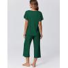 Ekouaer Capri Pajamas for Women Set Short Sleeve Lounge Set Soft Sleepwear Pullover Top and Pants(Green)