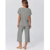Ekouaer Capri Pajamas for Women Set Short Sleeve Lounge Set Soft Sleepwear Pullover Top and Pants(Grey)