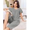 Ekouaer Capri Pajamas for Women Set Short Sleeve Lounge Set Soft Sleepwear Pullover Top and Pants(Grey)