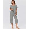 Ekouaer Capri Pajamas for Women Set Short Sleeve Lounge Set Soft Sleepwear Pullover Top and Pants(Grey)