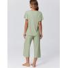 Ekouaer Capri Pajamas for Women Set Short Sleeve Lounge Set Soft Sleepwear Pullover Top and Pants(Ice Green)