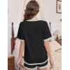 Ekouaer Pajamas for Women Short Sleeve Pjs Sets Crewneck Striped Tops and Shorts 2 Piece Lounge Sets with Pockets S-XXL(Solid-black)
