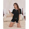 Ekouaer Pajamas for Women Short Sleeve Pjs Sets Crewneck Striped Tops and Shorts 2 Piece Lounge Sets with Pockets S-XXL(Solid-black)
