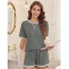Ekouaer Pajamas for Women Short Sleeve Pjs Sets Crewneck Striped Tops and Shorts 2 Piece Lounge Sets with Pockets S-XXL(Solid-dark Grey)