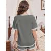 Ekouaer Pajamas for Women Short Sleeve Pjs Sets Crewneck Striped Tops and Shorts 2 Piece Lounge Sets with Pockets S-XXL(Solid-dark Grey)