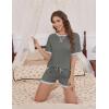 Ekouaer Pajamas for Women Short Sleeve Pjs Sets Crewneck Striped Tops and Shorts 2 Piece Lounge Sets with Pockets S-XXL(Solid-dark Grey)