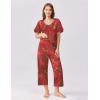 Ekouaer Women’s Capri Pajama Set Short Sleeve Top and Pants 2 Piece Sleepwear Floral Print Ladies Pjs Sets