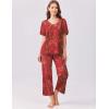 Ekouaer Women’s Capri Pajama Set Short Sleeve Top and Pants 2 Piece Sleepwear Floral Print Ladies Pjs Sets