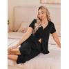 Ekouaer Women’s Pajama Sets Short Sleeve Sleepwear Button Up Pj Loungewear Top and Capri Pants with Pockets(Black 1)