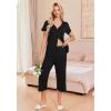Ekouaer Women’s Pajama Sets Short Sleeve Sleepwear Button Up Pj Loungewear Top and Capri Pants with Pockets(Black 1)