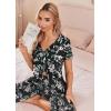 Ekouaer Women’s Pajama Sets Short Sleeve Sleepwear Button Up Pj Loungewear Top and Capri Pants with Pockets(Black Floral)