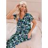 Ekouaer Women’s Pajama Sets Short Sleeve Sleepwear Button Up Pj Loungewear Top and Capri Pants with Pockets(Black and Blue Floral)