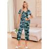 Ekouaer Women’s Pajama Sets Short Sleeve Sleepwear Button Up Pj Loungewear Top and Capri Pants with Pockets(Black and Blue Floral)
