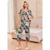 Ekouaer Women’s Pajama Sets Short Sleeve Sleepwear Button Up Pj Loungewear Top and Capri Pants with Pockets(Black and Pink Floral)