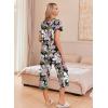Ekouaer Women’s Pajama Sets Short Sleeve Sleepwear Button Up Pj Loungewear Top and Capri Pants with Pockets(Black and Pink Floral)