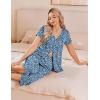 Ekouaer Women’s Pajama Sets Short Sleeve Sleepwear Button Up Pj Loungewear Top and Capri Pants with Pockets(Blue Flower)